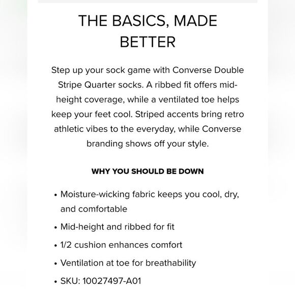 Converse 3-PK Double Stripe Quarter Socks - Picture 2 of 4